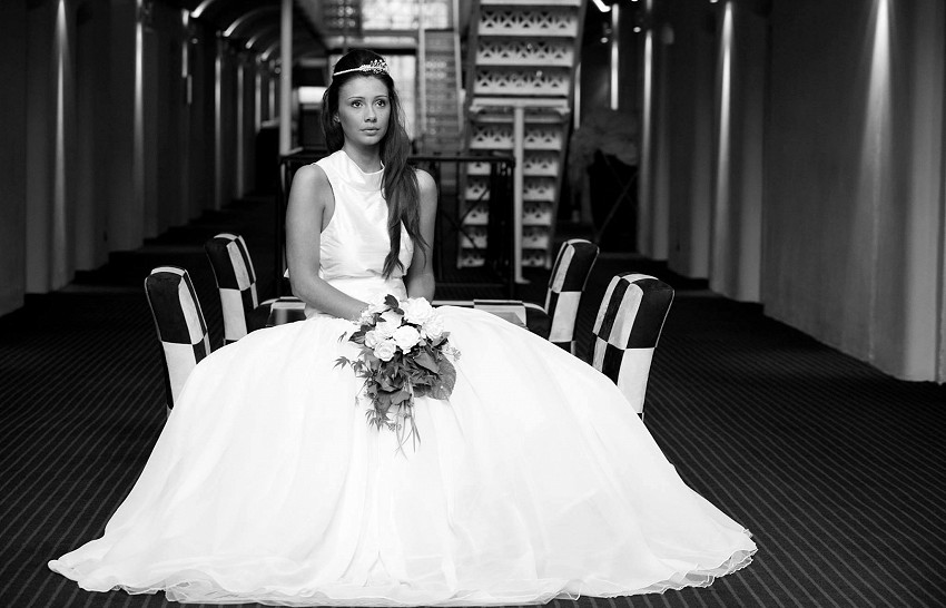 Image of bride in wedding dress made by Anthony