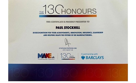 Agemaspark Managing Director recognised in Make UK 130 Honours