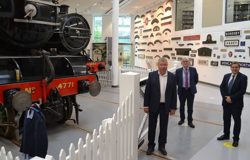 Image of Chris Barron, Damian Allen and Andrew McLean in the Rail Heritage Centre