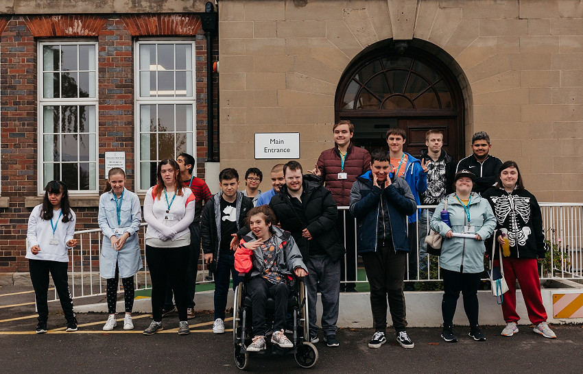 Students in front of Doncaster Deaf Trust