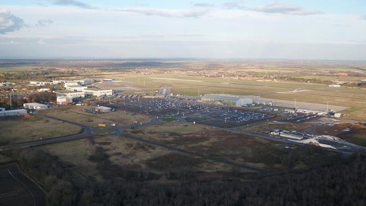 Drone image of Doncaster Sheffield Airport