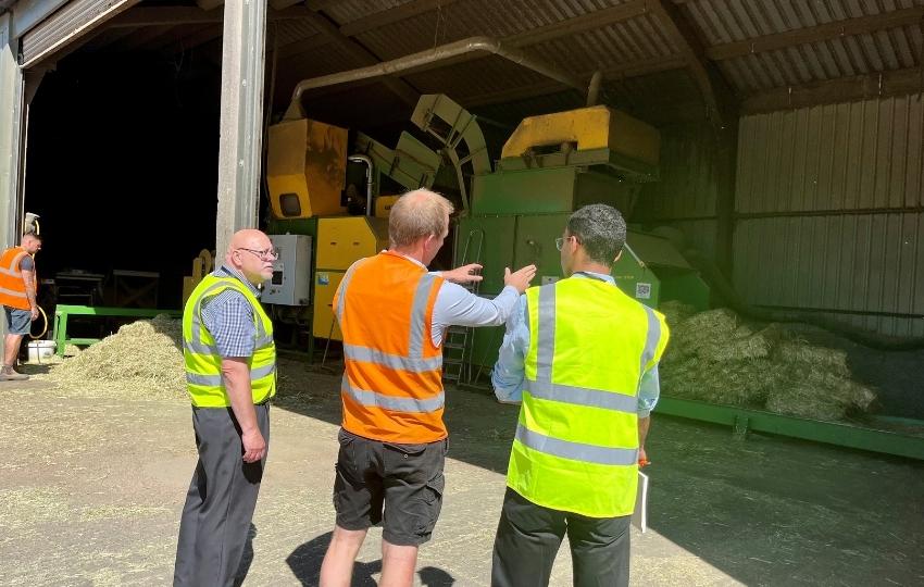 Councillor Jones viewing the M&T Haylage process