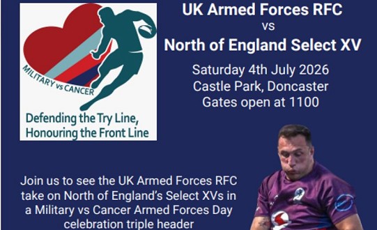 Military vs Cancer Hosts Armed Forces Day Rugby Triple Header at Castle Park